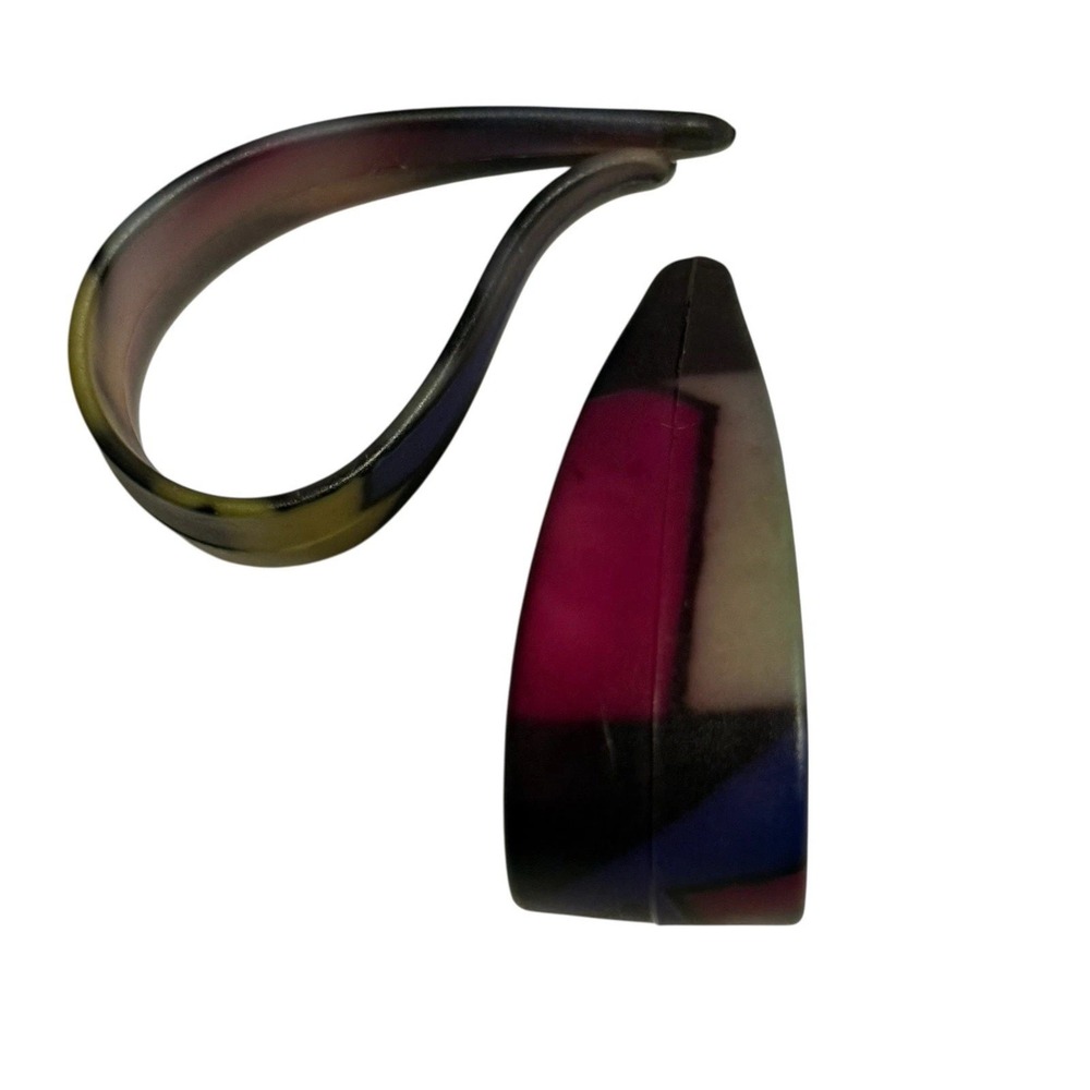 Pop Art Earrings Colorful Dangle Drop Plastic Unique Hoop 80s Retro‎ Geometric